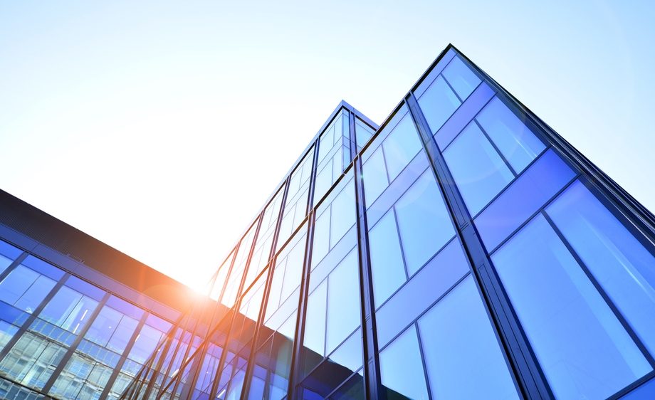 Modern,Office,Building,With,Glass,Facade.,Transparent,Glass,Wall,Of